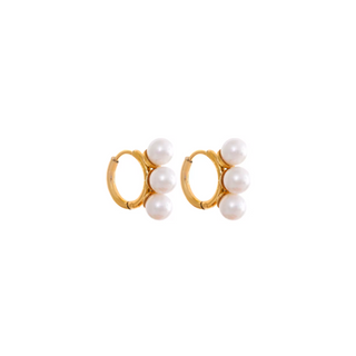 Triple mini pearls earrings
