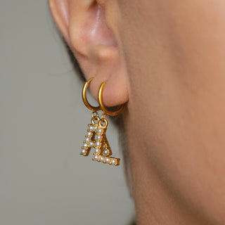 Pair Pearl initial hoops
